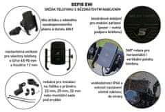 SEFIS EW držák telefonu s bezdrátovým nabíjením a objímkou Kawasaki Z1000SX 2017-2020