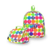 Micro Maxi batoh a svačinová taška - neon dots