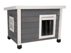 Dřevěná bouda pro kočky RUSTICA 57 x 45 x 43 cm, šedá