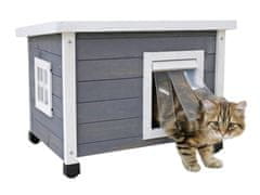 Kerbl Dřevěná bouda pro kočky RUSTICA 57 x 45 x 43 cm, šedá