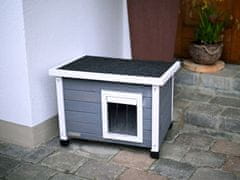 Dřevěná bouda pro kočky RUSTICA 57 x 45 x 43 cm, šedá