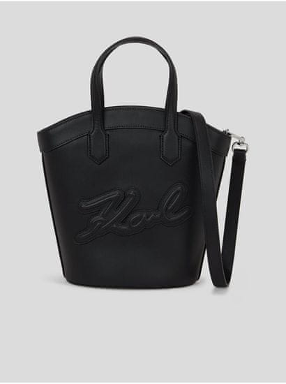 Karl Lagerfeld Černá dámská kožená kabelka KARL LAGERFELD Signature Tulip
