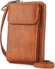 Dámská retro kabelka s peněženkou na telefon, hnědá ekologická kůže, 18x11x5 cm