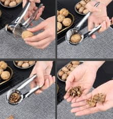 Camerazar Robustní louskáček na ořechy z nerezové oceli s pogumovanými rukojeťmi, 18 cm x 9,5 cm