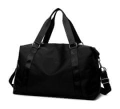 Camerazar Prostorná cestovní taška na trénink, černá, nepromokavý nylon, 51x30x21 cm