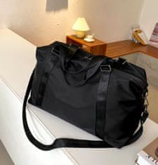 Camerazar Prostorná cestovní taška na trénink, černá, nepromokavý nylon, 51x30x21 cm