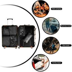 Camerazar Cestovní sada 8 organizérů do kufru, voděodolná, černá, různé rozměry