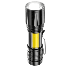 Camerazar Mini vojenská taktická USB svítilna, hliníková, s COB LED a dobíjecí baterií 14500