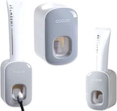 Camerazar Automatický dávkovač zubní pasty, šedo-bílý, odolný plast, 1,5 x 2,5 cm