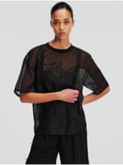 Karl Lagerfeld Černé dámské oversize tričko KARL LAGERFELD Organza T-shirt L