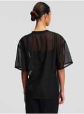 Karl Lagerfeld Černé dámské oversize tričko KARL LAGERFELD Organza T-shirt L