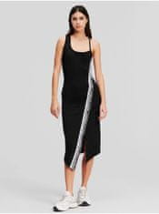 Karl Lagerfeld Černé dámské midišaty KARL LAGERFELD Logo Tape Jersey Dress XS
