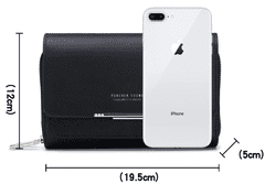 Camerazar Telefonní taška z ekokůže s nastavitelným popruhem, černá, 19.5x12x5 cm