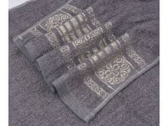 sarcia.eu Šedý bavlněný ručník se zlatou výšivkou, ručník 48x100 cm 2