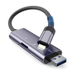 Tech-protect Ultraboost čtečka karet USB / Lightning / SD / Micro SD, šedá