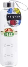 CurePink Skleněná láhev na pití Friends|Přátelé: Central Perk (objem 590 ml)