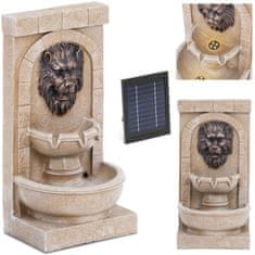 Hillvert Solární nástěnná zahradní fontána s LED osvětlením, lví hlava 2W