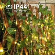 Netscroll Solární světla ve tvaru vinné révy, 50 LED světel, světelný řetěz z listů břečťanu, girlanda pro stěnovou dekoraci, dekorace svateb, zahrad, plotů, voděodolné, solární nabíjení, 5m, LeafLights