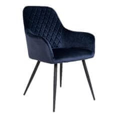 House Nordic Jídelní židle ze sametu, modrá s černými nohami, HN1205