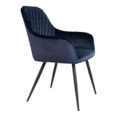 House Nordic Jídelní židle ze sametu, modrá s černými nohami, HN1205