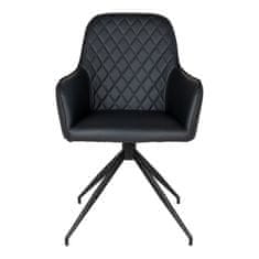 House Nordic Jídelní židle z PU s otočným kloubem, černá s černými nohami, HN1223