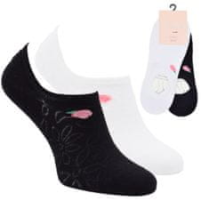 Zdravé Ponožky dámské bavlněné krajkové neviditelné ponožky silikonová 6800624 2pack, černá/bílá, 39-42