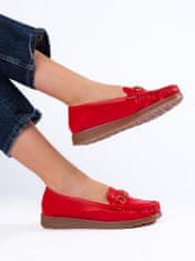 Amiatex Originální dámské mokasíny červené bez podpatku + Ponožky Gatta Calzino Strech, odstíny červené, 37