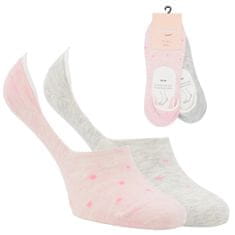 Zdravé Ponožky dámské bavlněné neviditelné puntíkované ponožky 6800324 2pack, růžová/šedá, 35-38