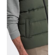 OMBRE Pánská vesta bez rukávů V4 OM-JAVJ-0161 olivová MDN125115 L-XL