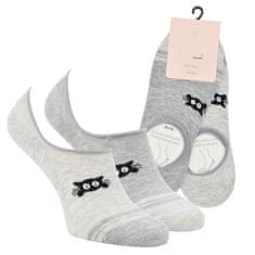 Zdravé Ponožky dámské bambusové neviditelné kočičí ponožky se silikonem 6800524 2pack, šedá/stříbrná, 35-38