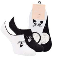 Zdravé Ponožky dámské bambusové neviditelné kočičí ponožky se silikonem 6800524 2pack, bílá/černá, 35-38