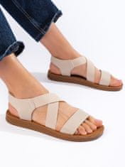 Amiatex Výborné hnědé sandály dámské na plochém podpatku + Ponožky Gatta Calzino Strech, odstíny hnědé a béžové, 38