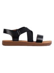 Amiatex Praktické černé dámské sandály na plochém podpatku + Ponožky Gatta Calzino Strech, černé, 36