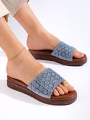 Amiatex Praktické modré nazouváky dámské bez podpatku + Ponožky Gatta Calzino Strech, odstíny modré, 41