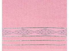 sarcia.eu Růžový bavlněný ručník s ozdobnou výšivkou, šedá výšivka, osuška 70x135 cm x1