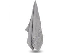 sarcia.eu Šedý bavlněný ručník s ozdobnou výšivkou, šedá výšivka 48x100 cm 1