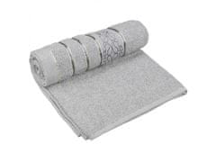 sarcia.eu Šedý bavlněný ručník s ozdobnou výšivkou, šedá výšivka 48x100 cm 1