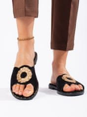 Amiatex Zajímavé dámské nazouváky černé bez podpatku + Ponožky Gatta Calzino Strech, černé, 38