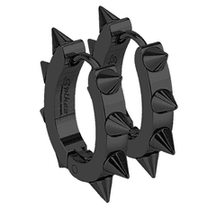 ewena Černé ocelové náušnice - kroužky s ostny