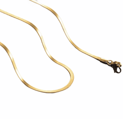 ewena Plochý řetízek a náramek z chirurgické oceli + Délka 50 cm, šířka 0,4 cm Gold