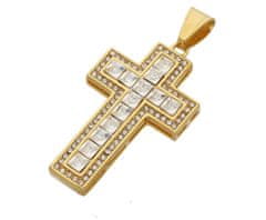 ewena Ocelový kříž s řetízkem Gold
