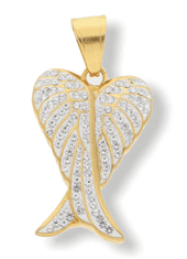 ewena Přívěsek andělské křídlo DUO chirurgická ocel GOLD 4,7 x 3,2 cm