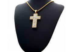 ewena Ocelový kříž s řetízkem Gold