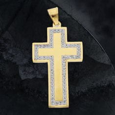 ewena Ocelový kříž Gold z chirurgické oceli KT423