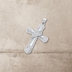 ewena Ocelový kříž ve stříbrne barvě se zirkony