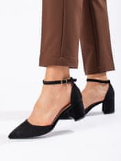 Amiatex Luxusní lodičky černé dámské na širokém podpatku + Ponožky Gatta Calzino Strech, černé, 37