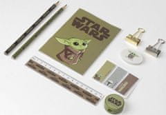 CurePink Set školních potřeb Star Wars|Hvězdné války: TV seriál The Mandalorian: Baby Yoda Grogu (22 x 14 cm)