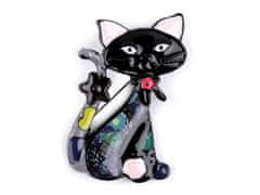 Kraftika 1ks černá kočka kovová brož pes, kočka
