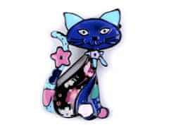 Kraftika 1ks 3 modrá kočka kovová brož pes, kočka