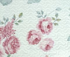 Inny Dekorativní přehoz CALMIA 140x200 prošívaný bílý s růžovými růžemi